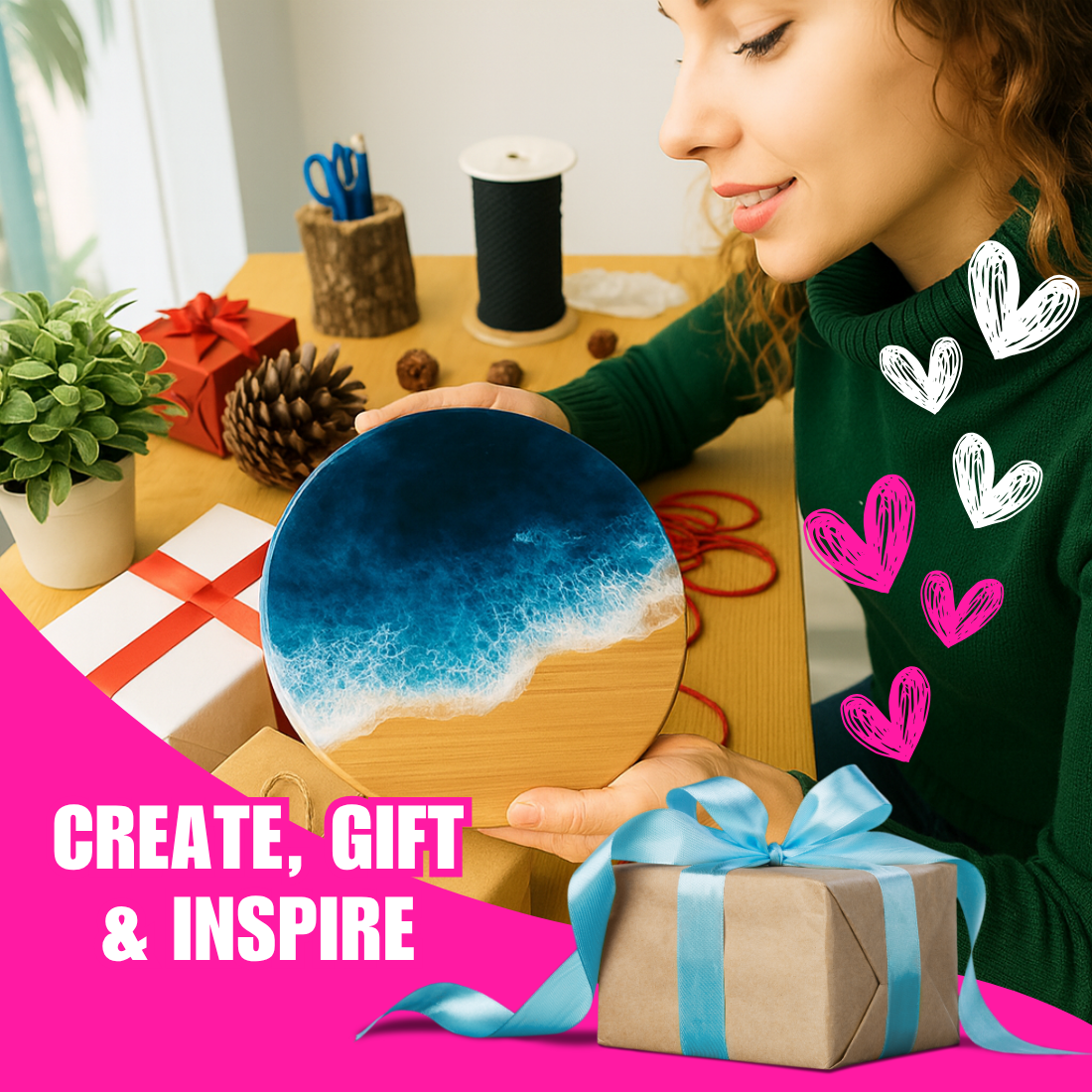 Resin Art Mould Round Coaster 8 Inch - Set of 2