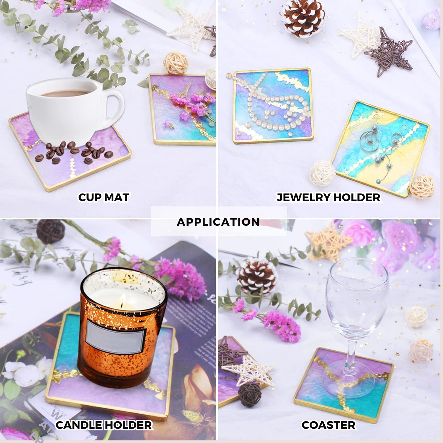4 Inch Resin Square Coaster Mould Set of 4