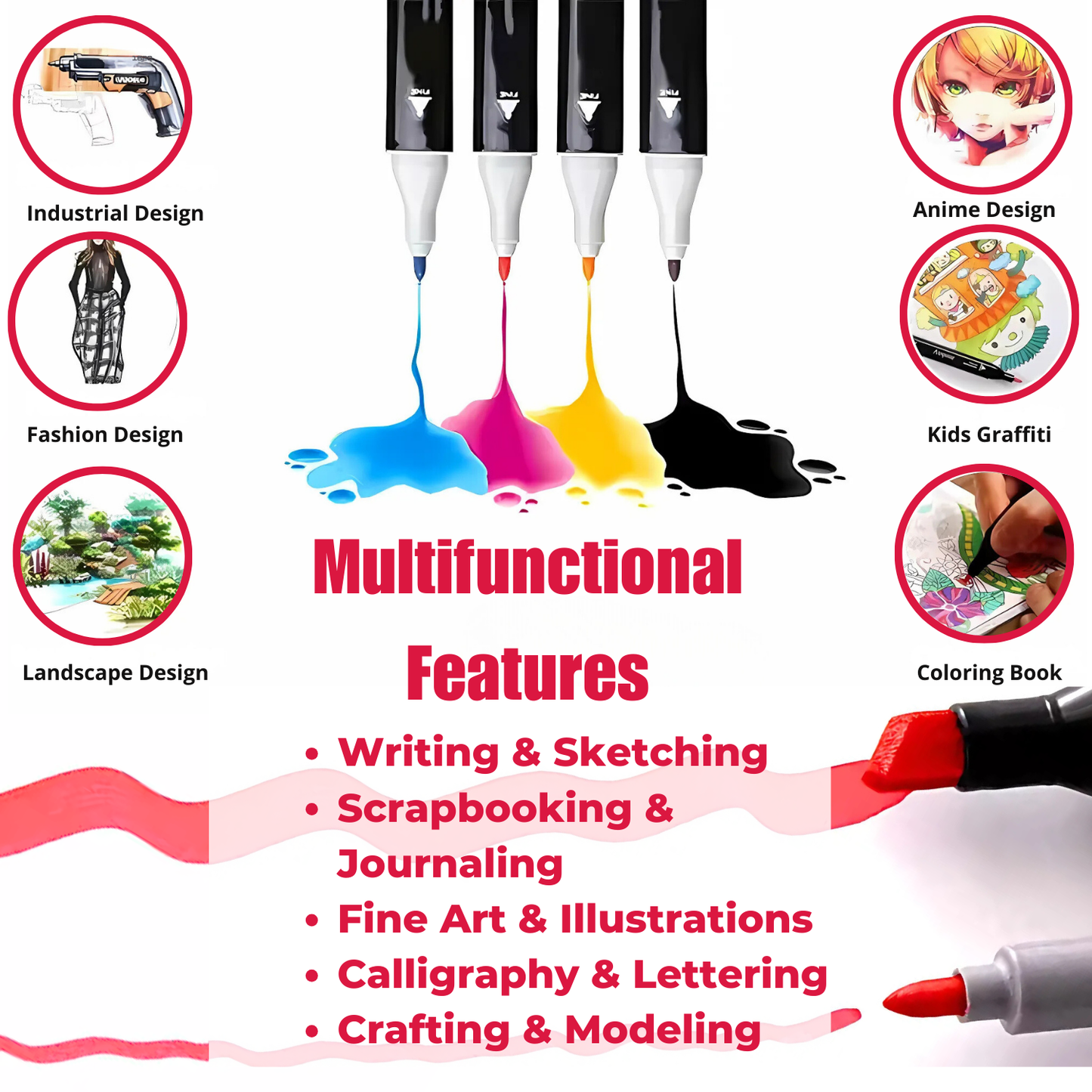 Alcohol Markers 36 Shades & A5 Size Drawing Pad