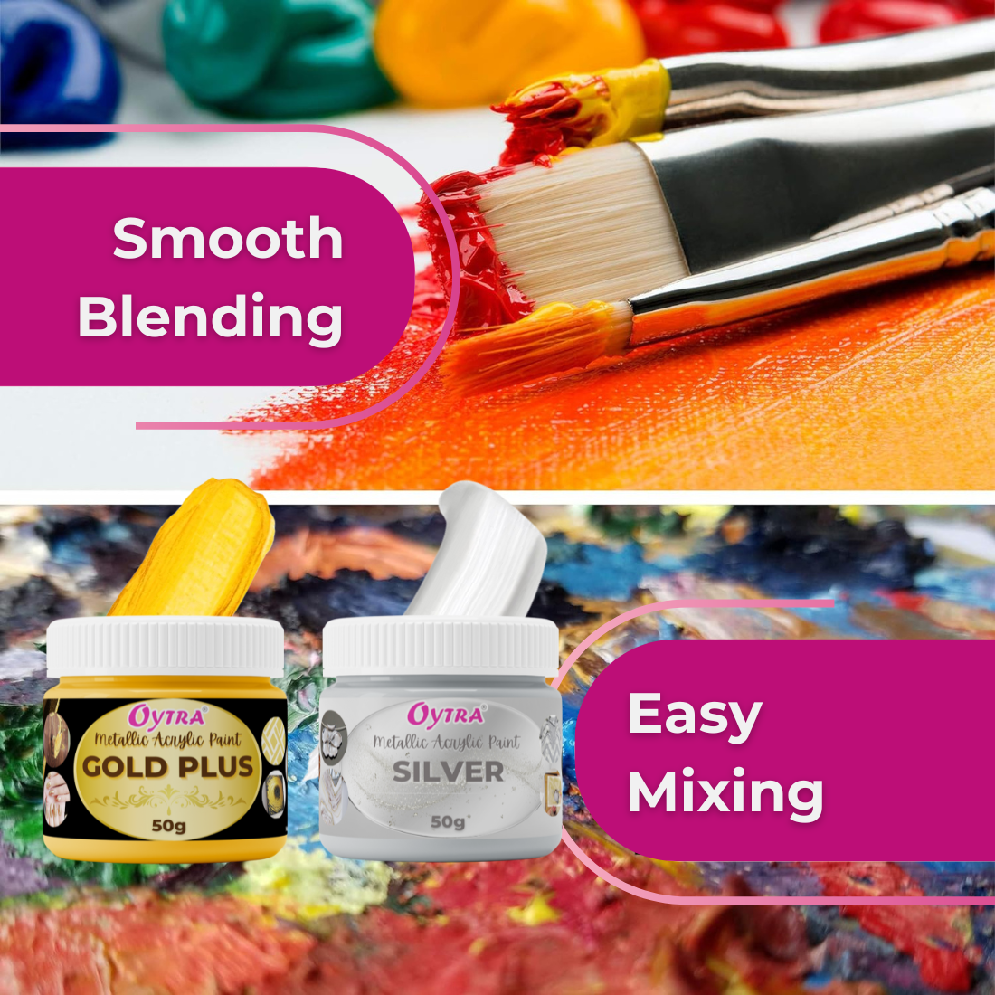 Metallic Acrylic Color Paint Combo (Gold and Silver)