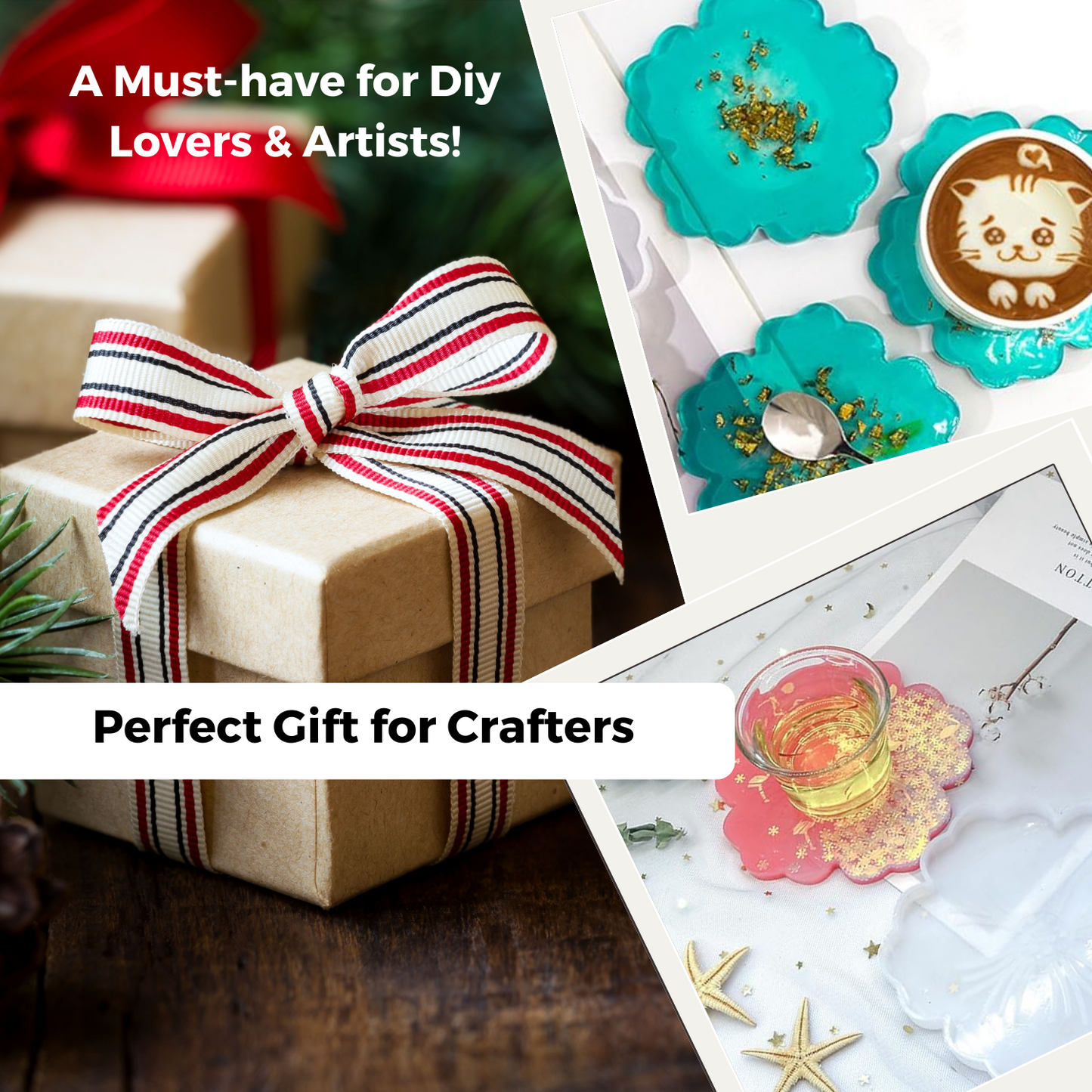 4 Inch Resin Flower Coaster Mould Set of 4
