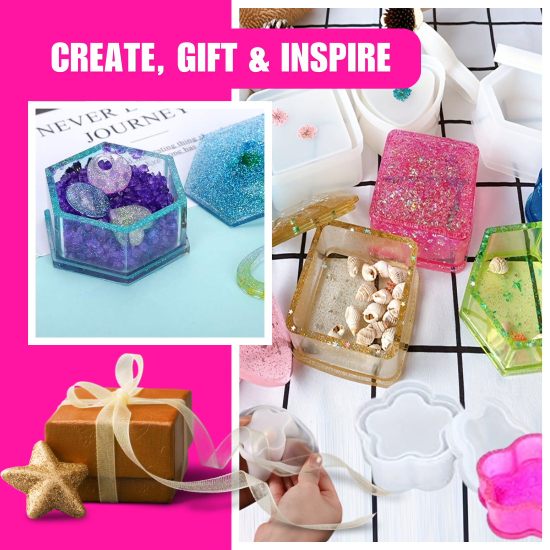 4 Pcs Gift Box Set Resin Mould SRN44
