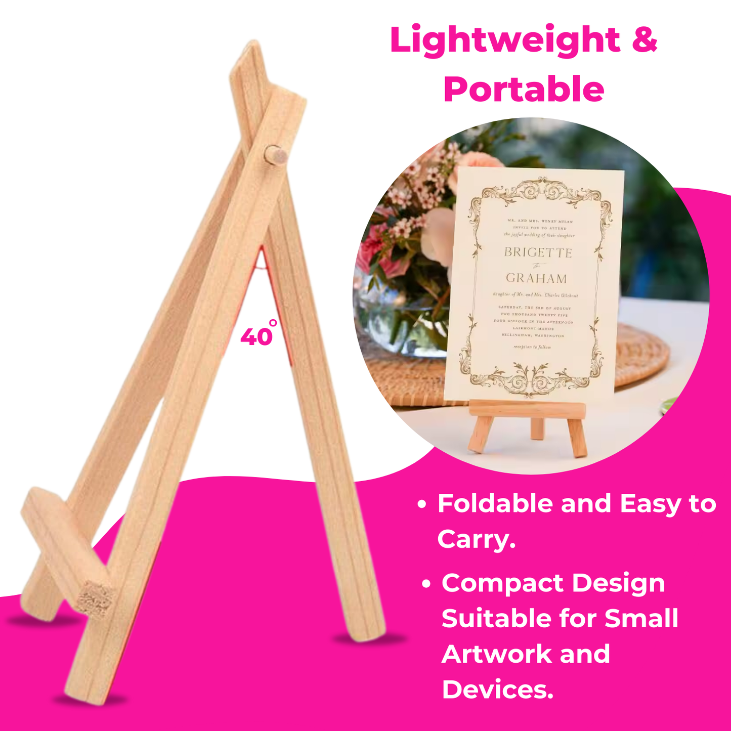 4 Inch Mini Wooden Easel Stand Set of 12
