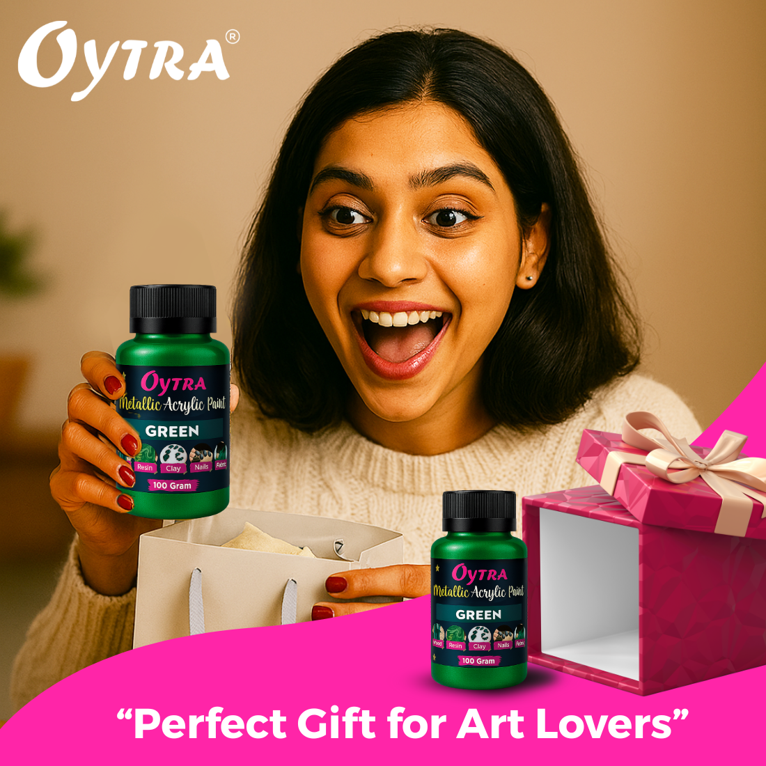 100 Grams Metallic Acrylic Paint (Green)