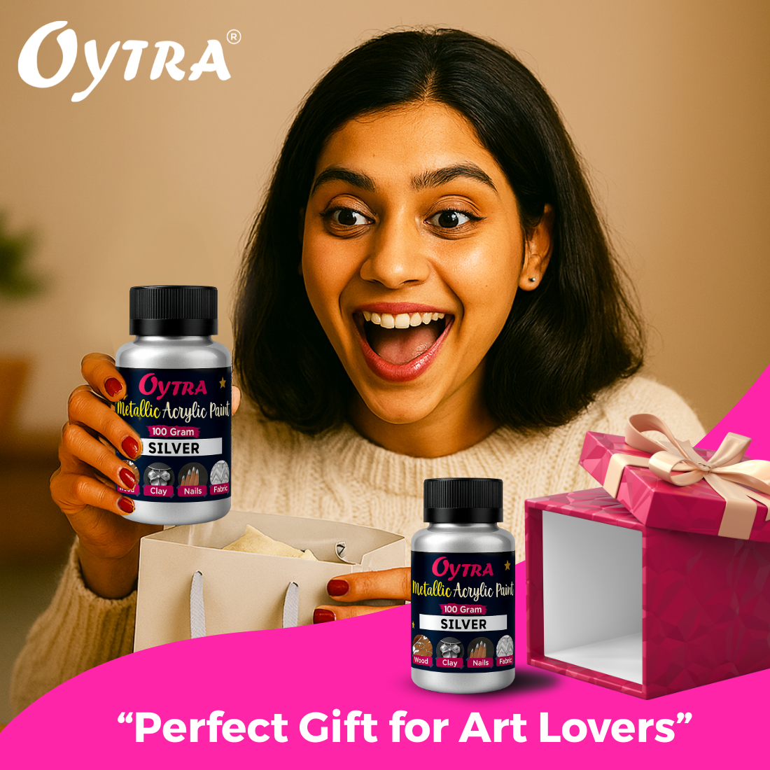 100 Grams Metallic Acrylic Paint (Silver)