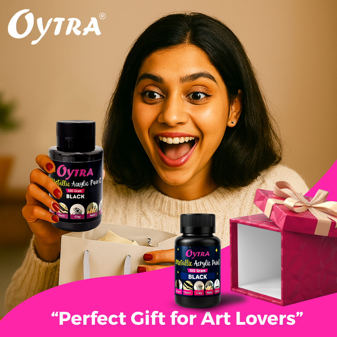 100 Grams Metallic Acrylic Paint (Black)