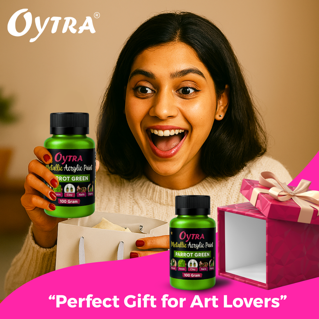 100 Grams Metallic Acrylic Paint (Parrot Green)