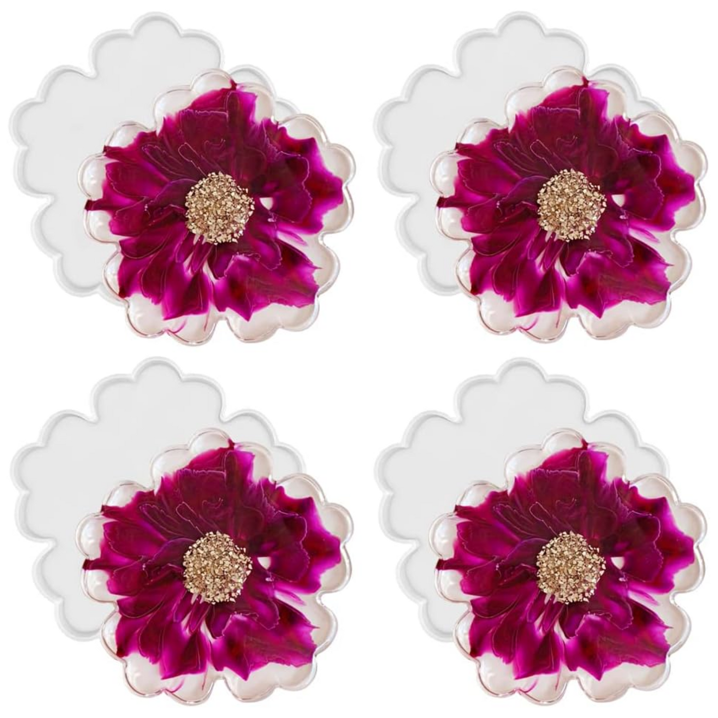 4 Inch Resin Flower Coaster Mould Set of 4