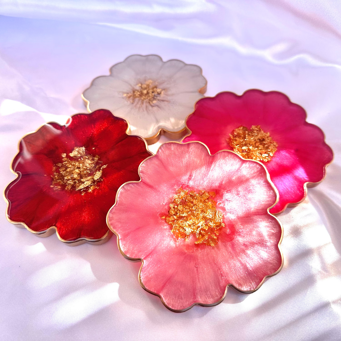 4 Inch Resin Flower Coaster Mould Set of 4
