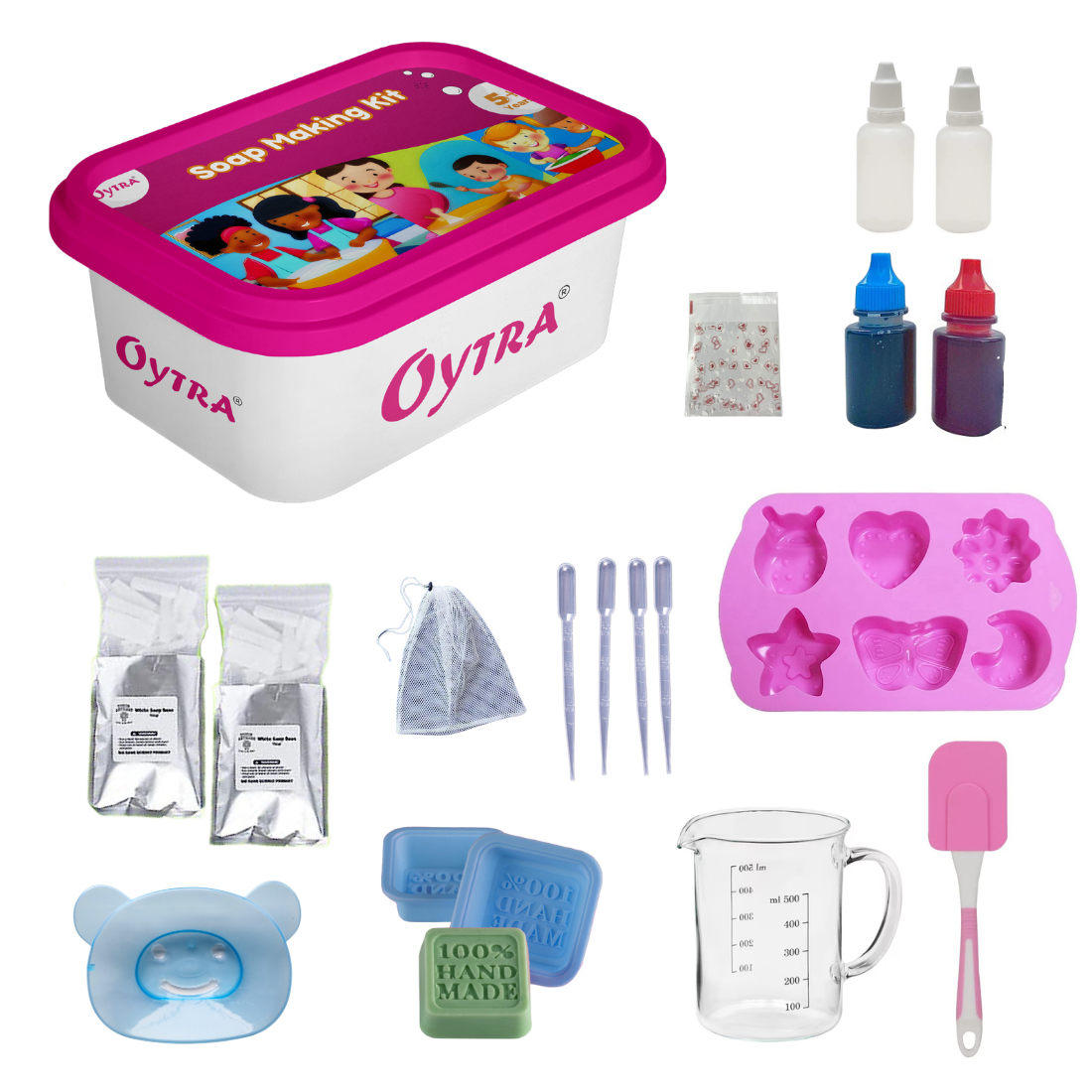 Oytra Soap Making Kit for Kids 5+ Years | 7 Mould Shapes | Science Experiment Kit for Boys & Girls, Safe & Non - Toxic Kit for Birthday Gifts | Toy DIY Fun Toys