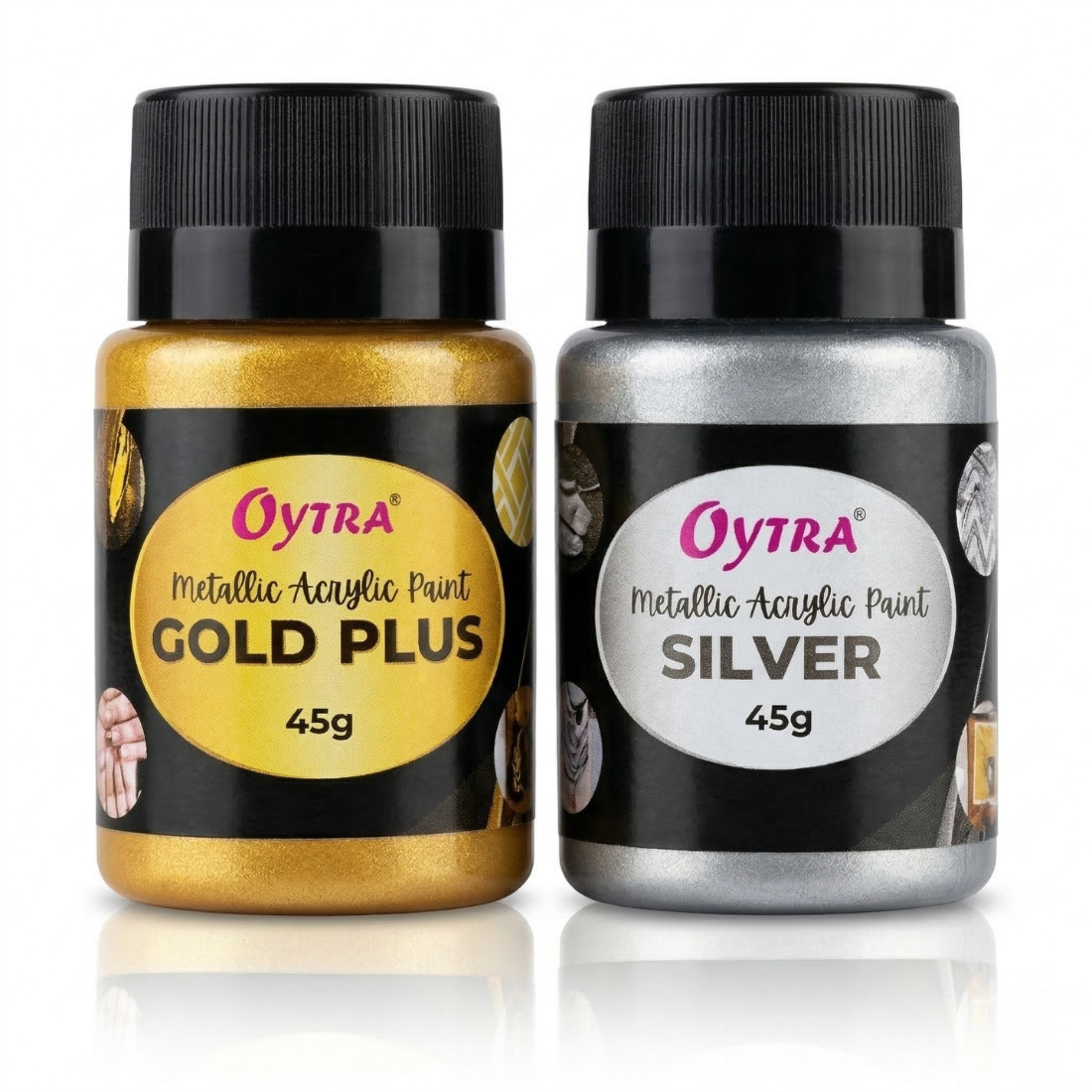 50 Grams Metallic Acrylic Paint Combo (Gold and Silver)