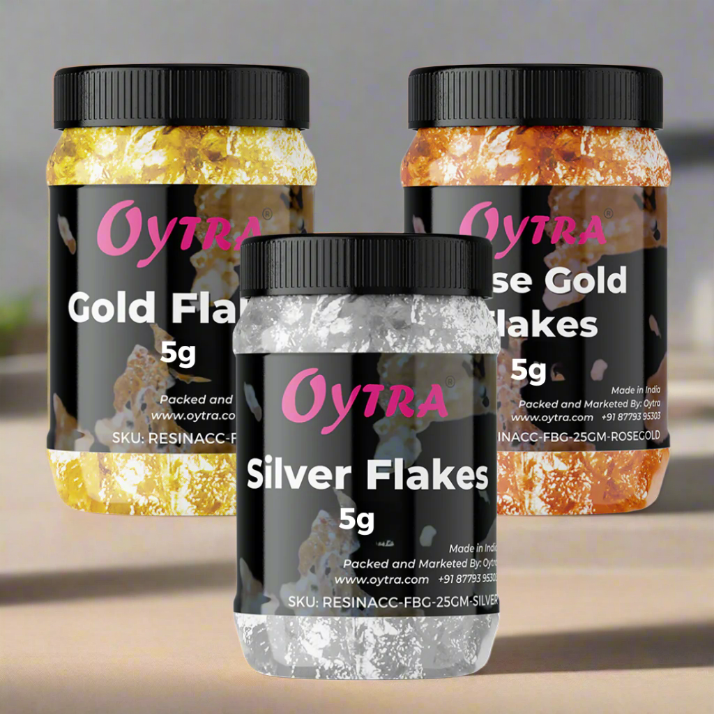 Silver and Gold Metallic Leaf Foil Paper Flakes Set of 3