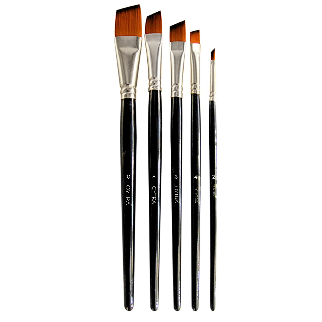 OYTRA Artists Angular Brush Set of 5 Handmade Soft Aqua Long Synthetic Hair