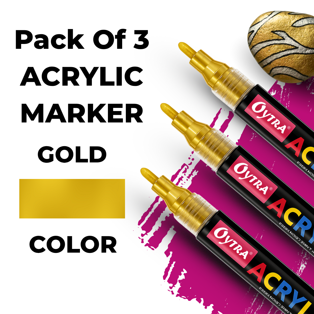 Acrylic Paint Marker Pens 3 Pcs - Gold - image 2