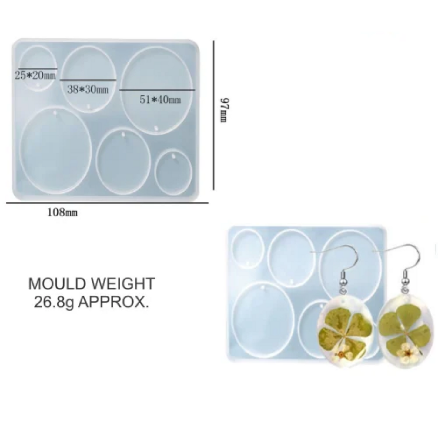 6 Cavity Oval Shape Resin Mould