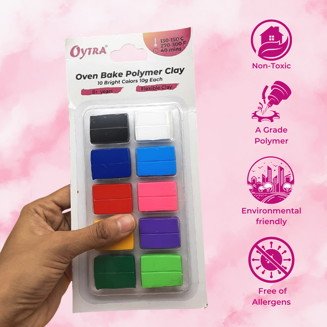 10 Color Bright Polymer Oven Bake Clay