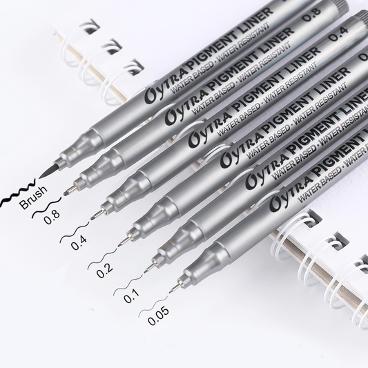 6 Pcs/Set Black Fineliner Pens