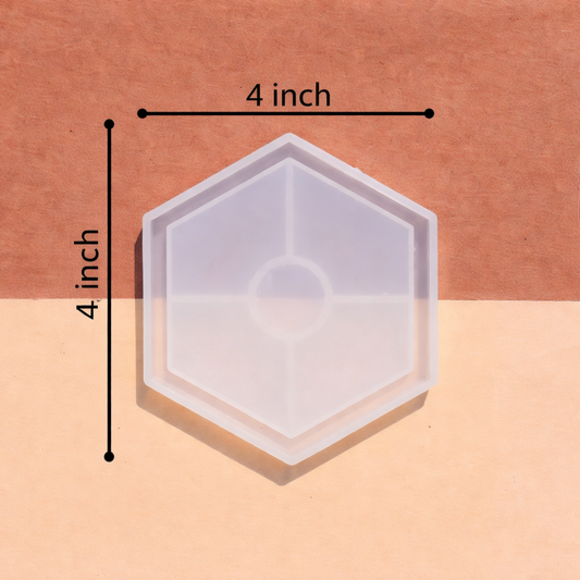 Hexagon Shaped Coaster Mould - 4 Inch, 10cm x 10cm x 8mm