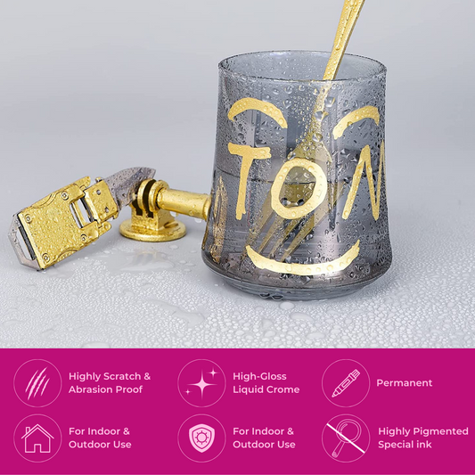 Gold Liquid Mirror Chrome Marker 1mm Tip Paint Markers for on Any Surface DIY