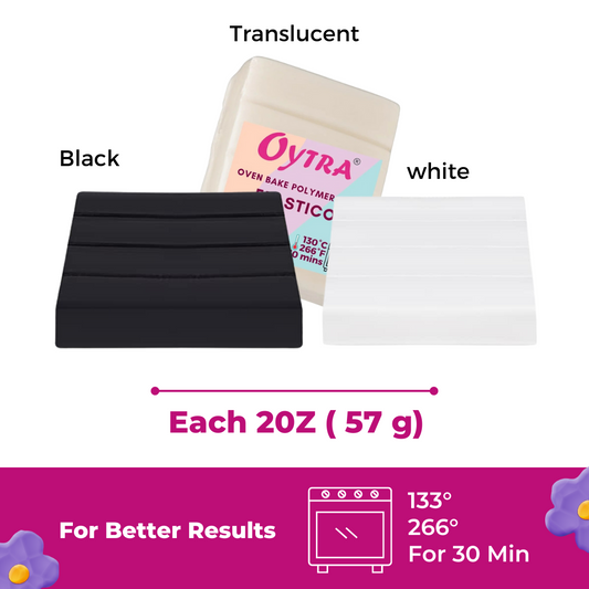 Oytra 3 Colors Polymer Clay Elastico Series Oven Bake Clay 57g/2oz per Colour