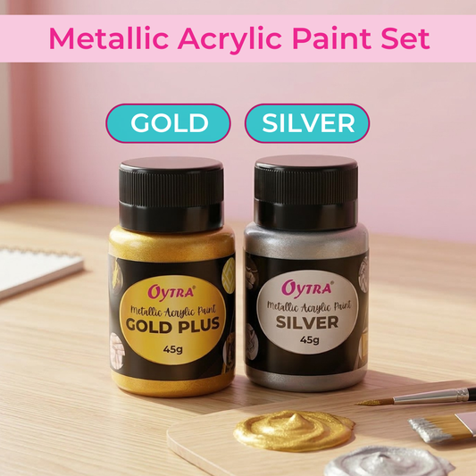 50 Grams Metallic Acrylic Paint Combo (Gold and Silver)