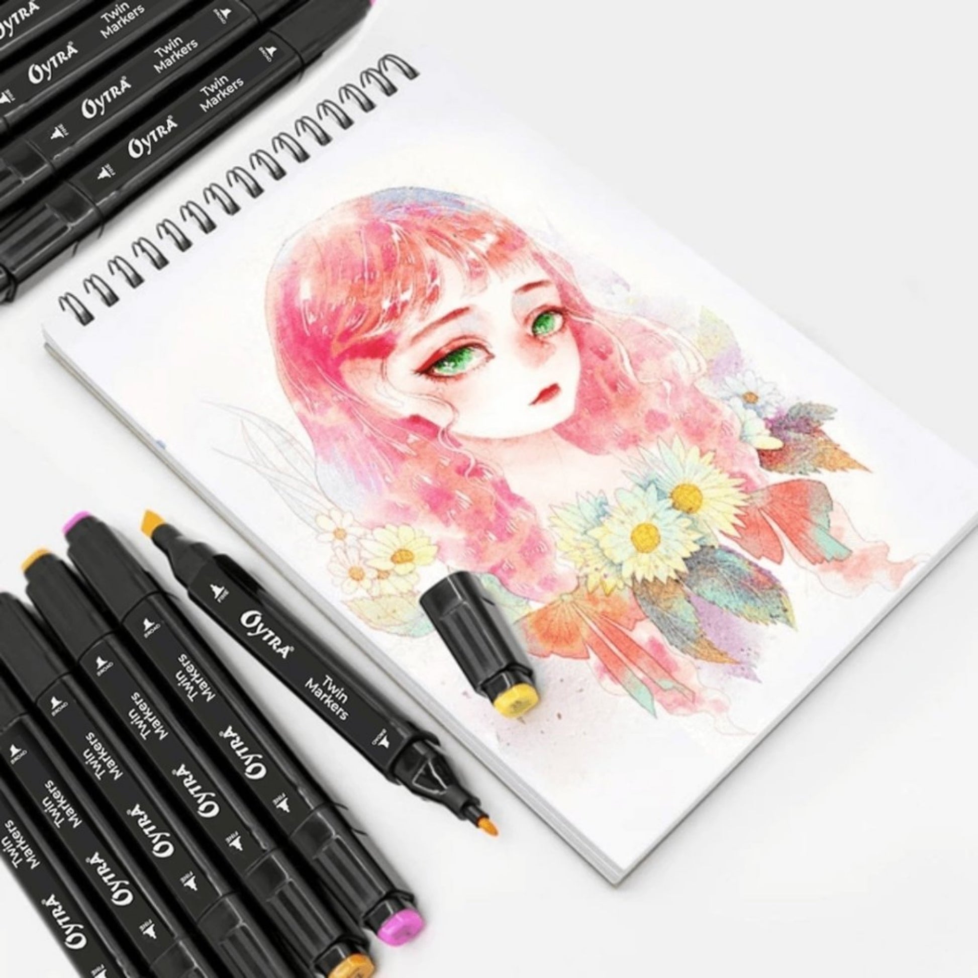 36 Colors Dual Tip Alcohol Markers Bullet and Calligraphy Pens - Oytra