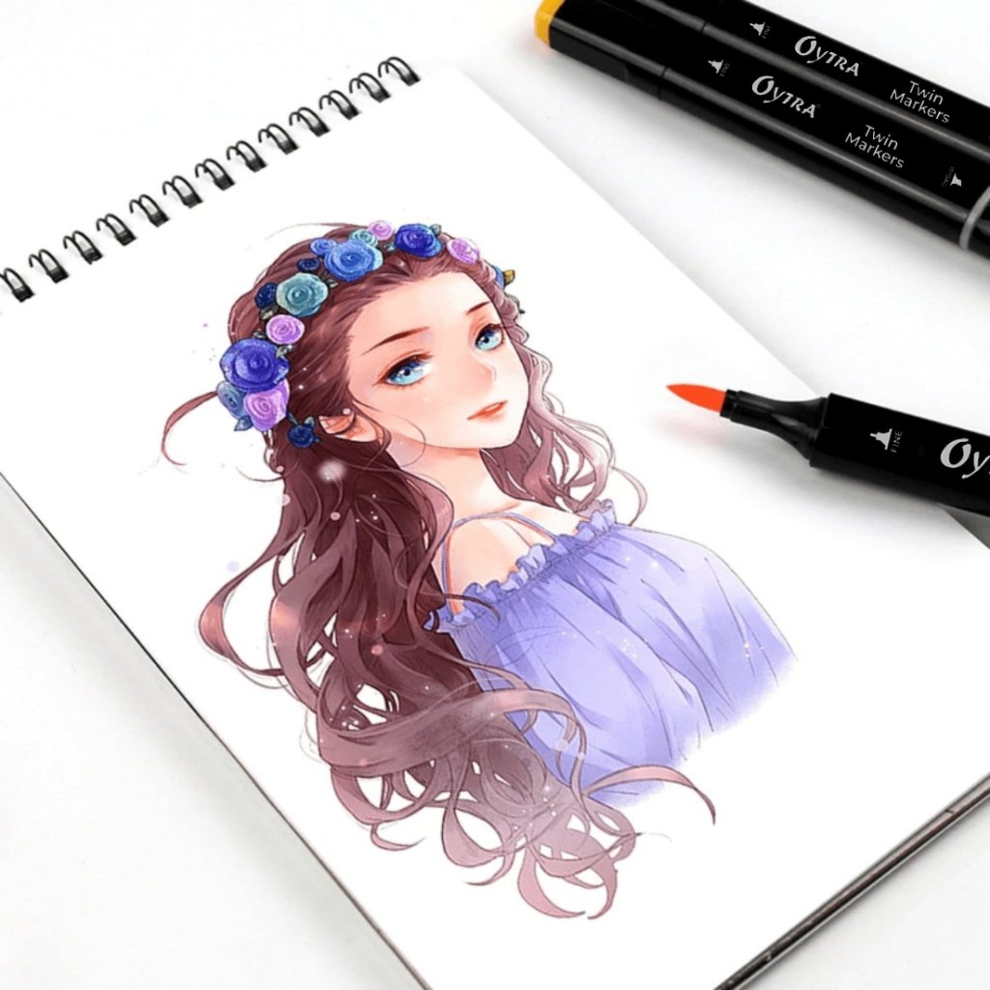 36 Colors Dual Tip Alcohol Markers Bullet and Calligraphy Pens - Oytra