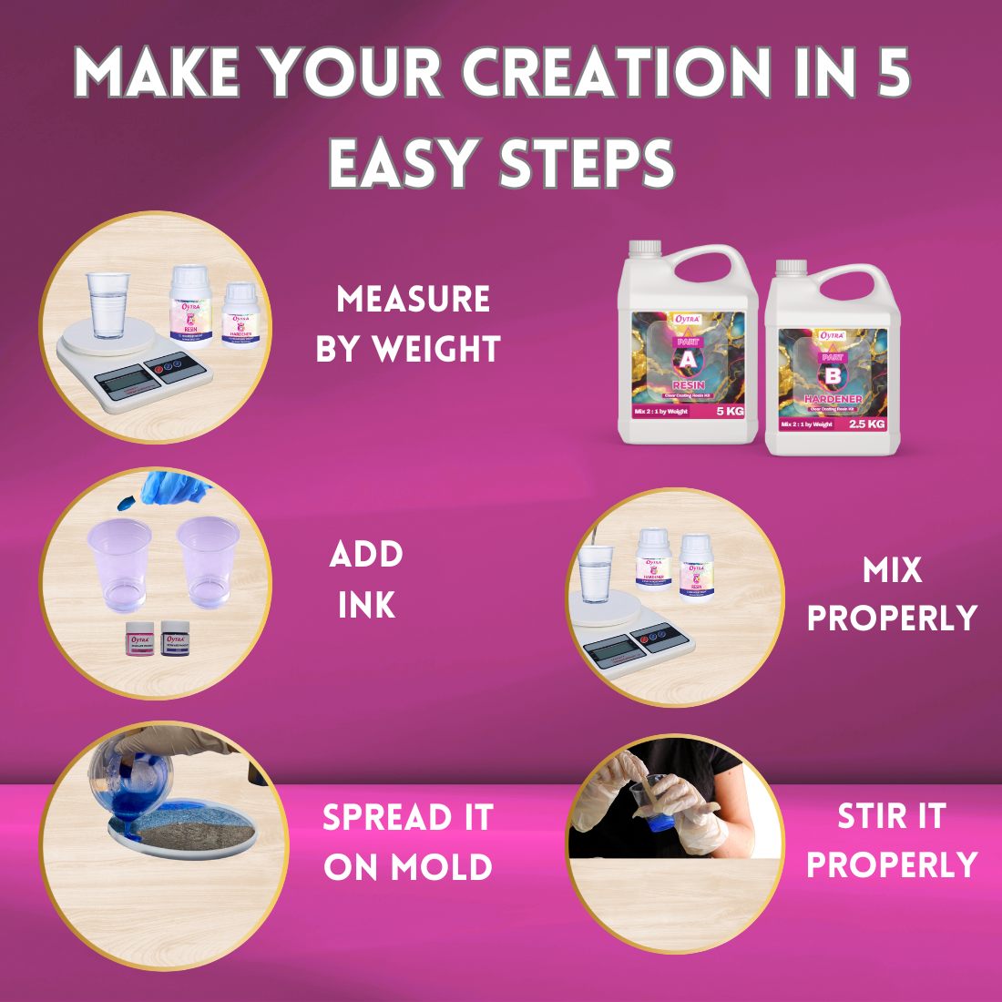 7.5 Kgs Resin Art Kit with Hardener 2:1 Ratio