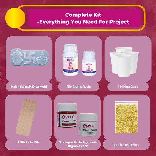 Resin Art Kit for Kalash Swastik Diya Making DIY Set Combo