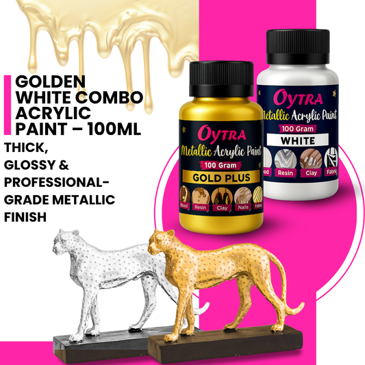 Metallic Acrylic Color Paint Combo (Gold and White)