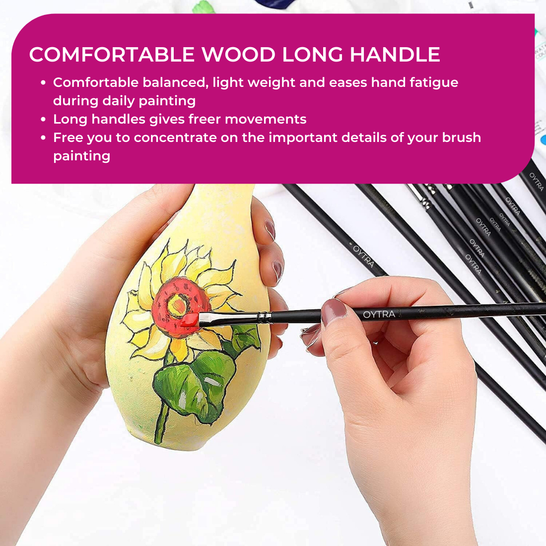 8 Flat Hog Brush 11” Long Handle