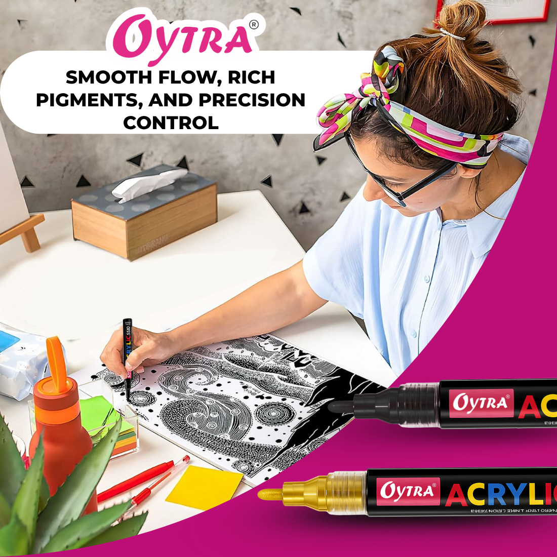 Acrylic Paint Marker Pens Combo Set of 3 - Gold, White, Black