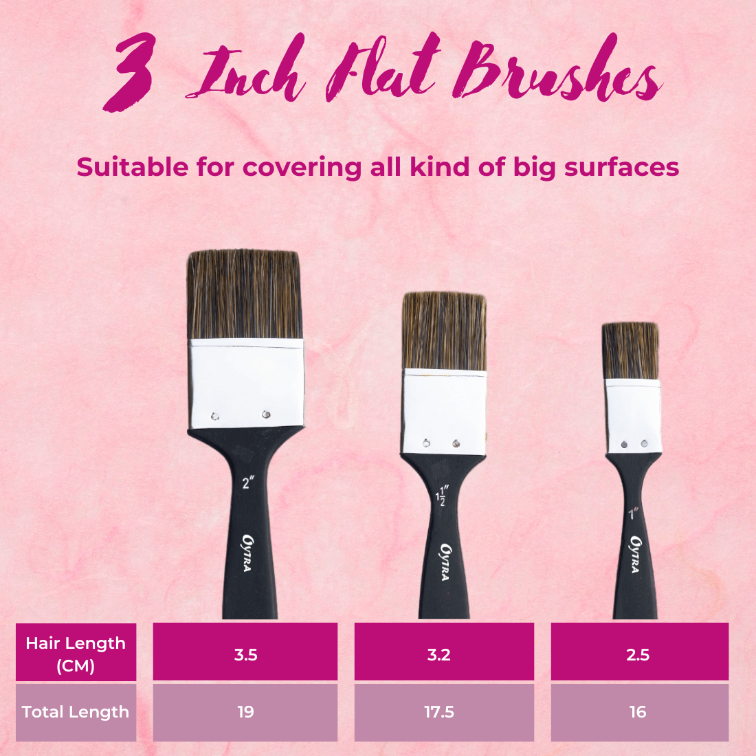 Flat Inch Wash Paint Brushes Set