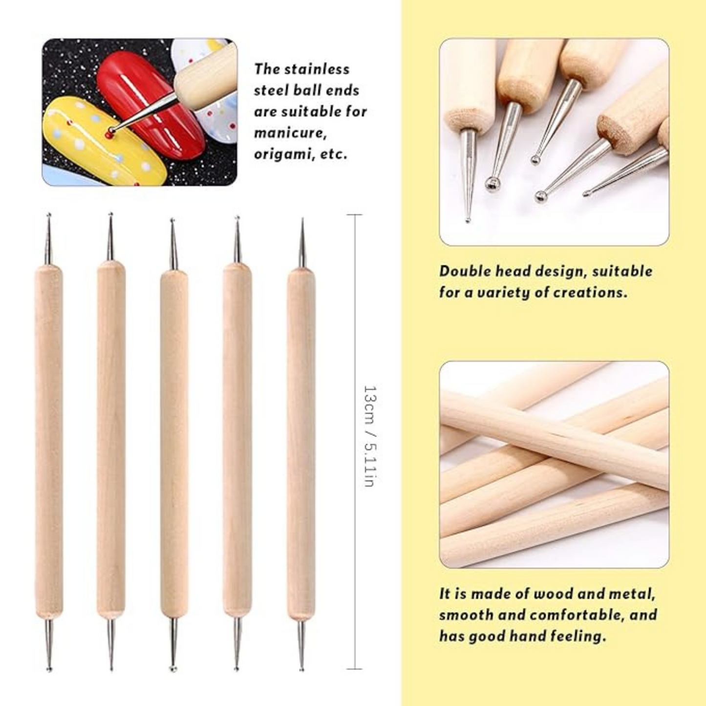 5 Pcs Wooden Dotting Tool Kit