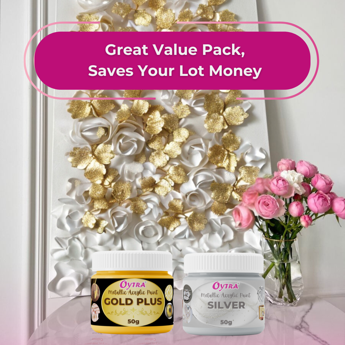 Metallic Acrylic Color Paint Combo (Gold and Silver)