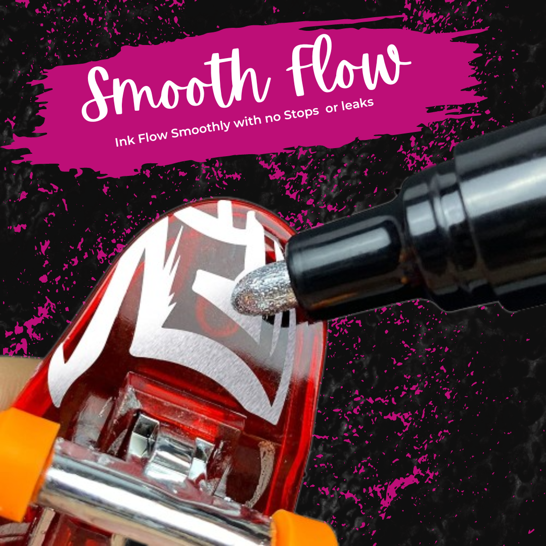 Chrome Marker Set 4 Pcs/Set, Silver & Golden Pens, Tip 1mm & 2-3mm