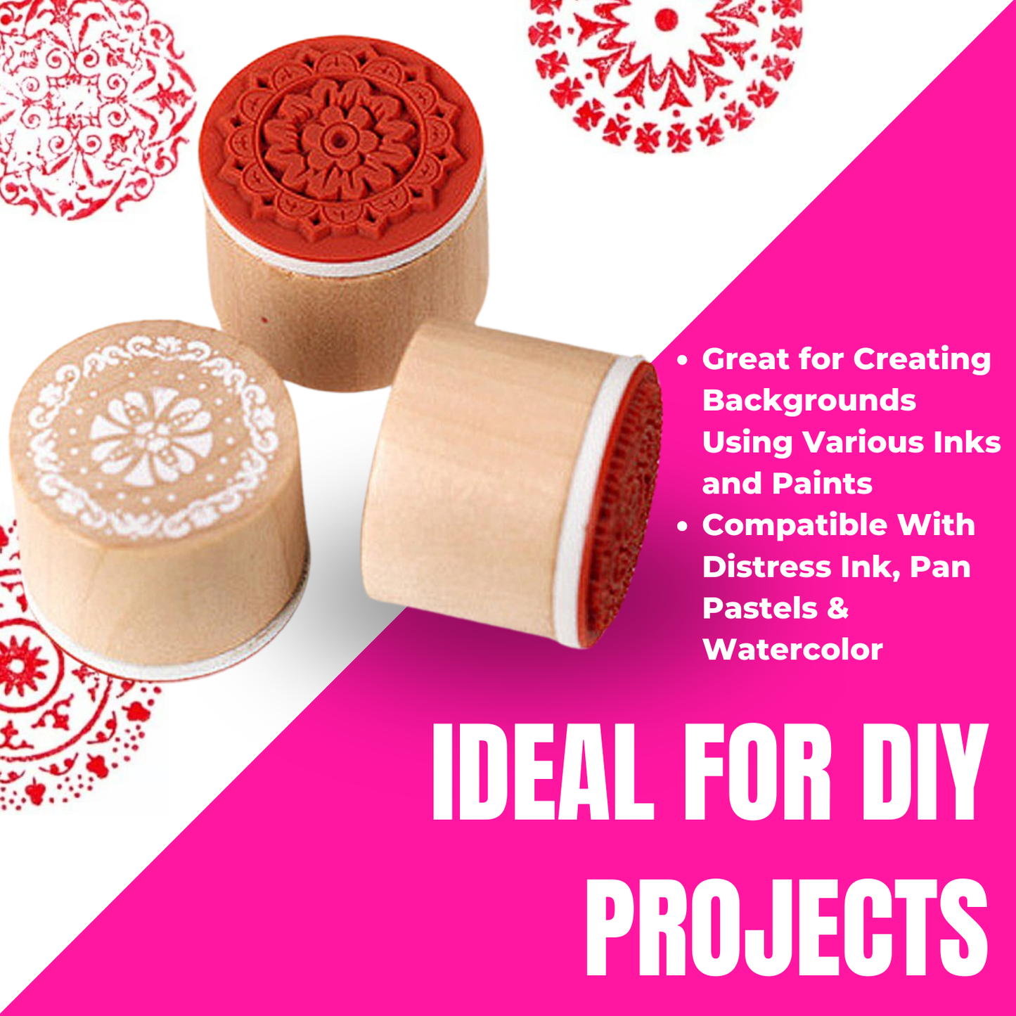 Wooden Round Stamps - Set of 12