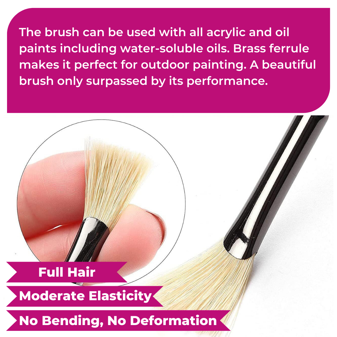 8 Flat Hog Brush 11” Long Handle