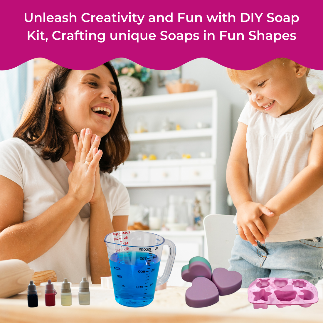 Oytra Soap Making Kit for Kids 5+ Years | 7 Mould Shapes | Science Experiment Kit for Boys & Girls, Safe & Non - Toxic Kit for Birthday Gifts | Toy DIY Fun Toys
