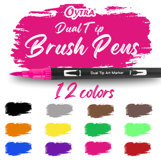 Dual Tip Brush Pens Set of 12 Colors