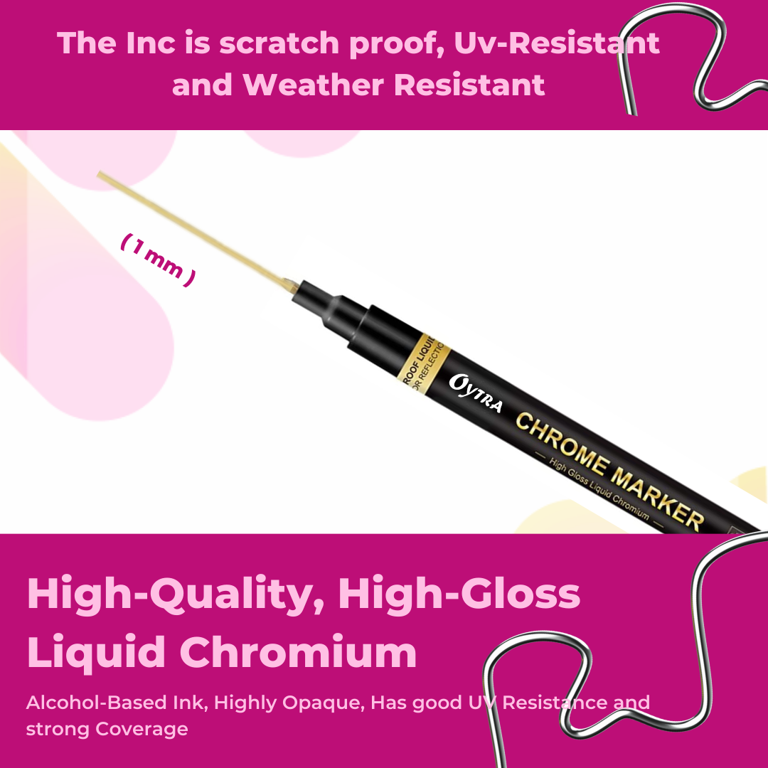 Gold Liquid Mirror Chrome Marker 1mm Tip Paint Markers for on Any Surface DIY