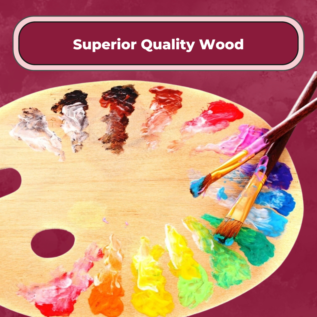 Oytra Premium Glossy Wooden Palette 36x20 CM 5 Thumb Hole
