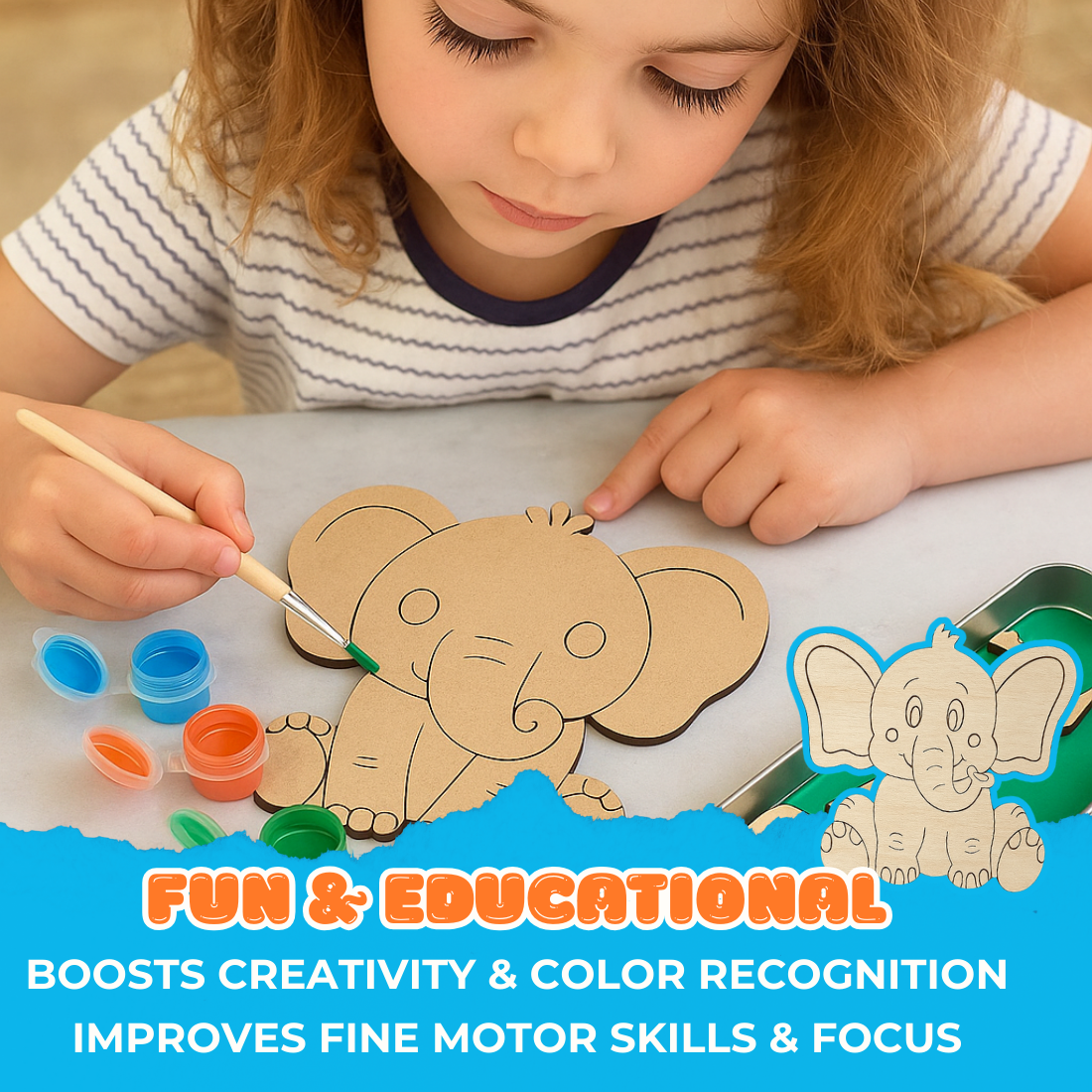 DIY MDF Elephant Painting Kit for Kids