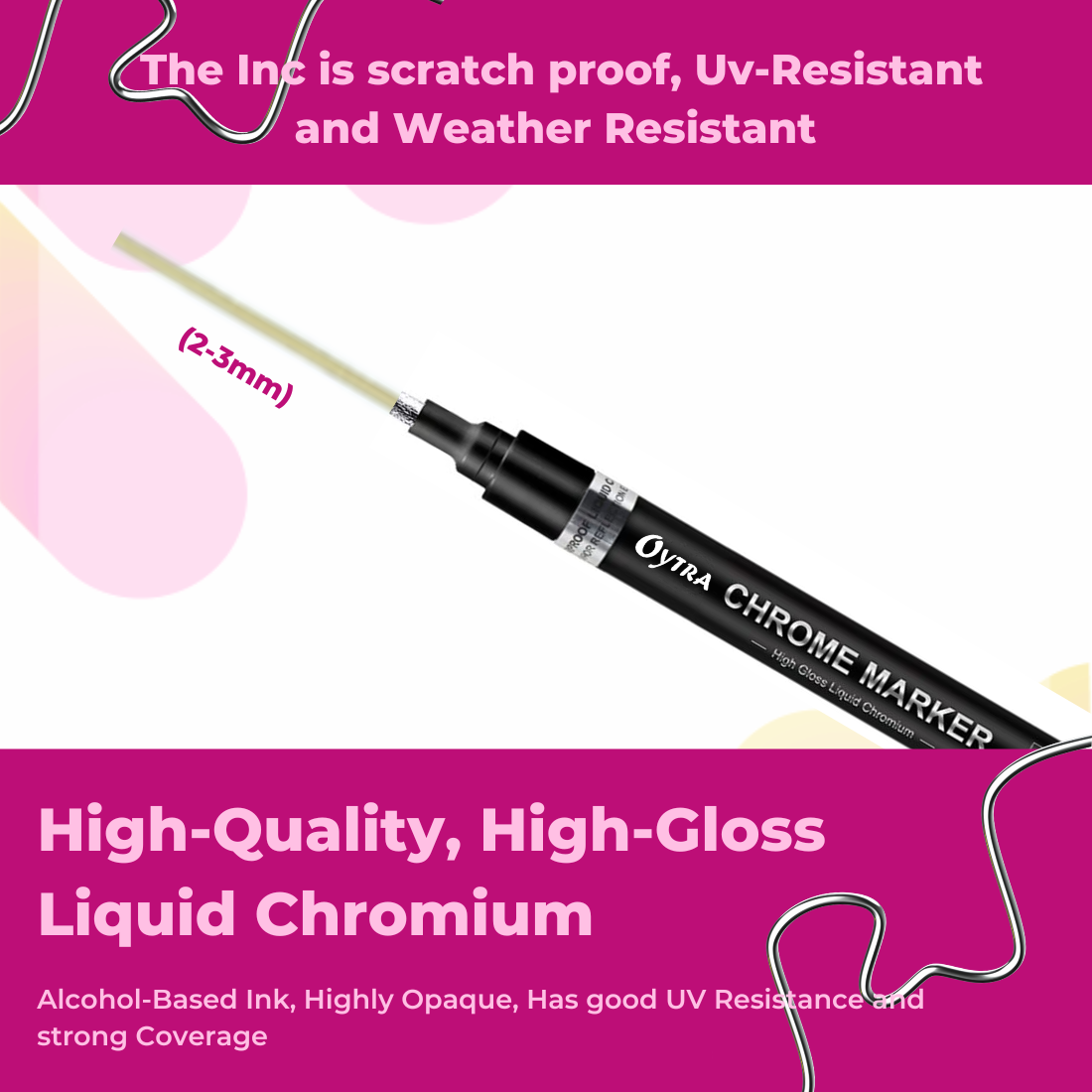 Silver Liquid Mirror Chrome Marker 2-3 mm Tip Paint Markers