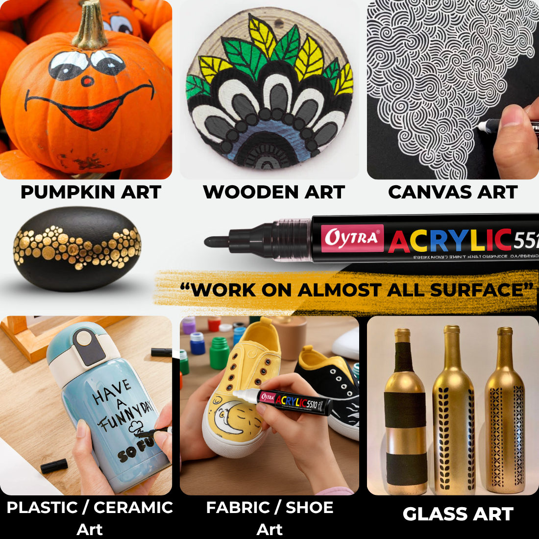 Acrylic Paint Marker Pens 3 Pcs - Black