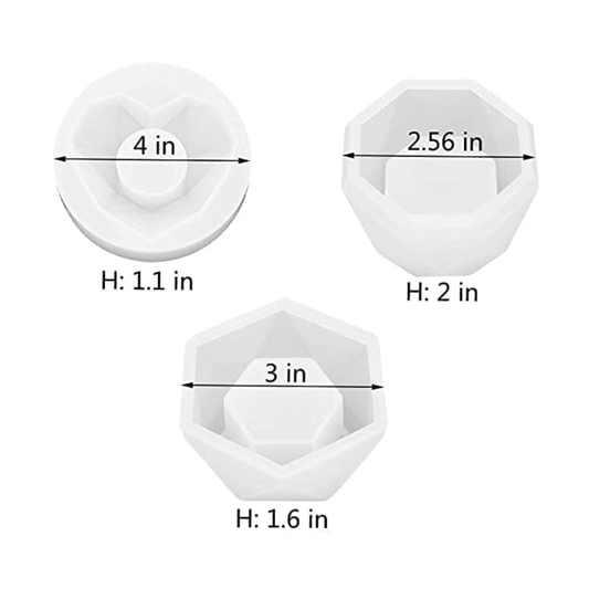 Set of 3 Heart Candle Planter Silicone Mold