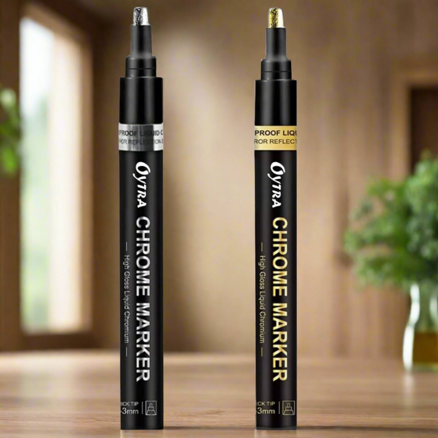Chrome Marker Set 2 Pcs/Set, Silver & Golden Pens