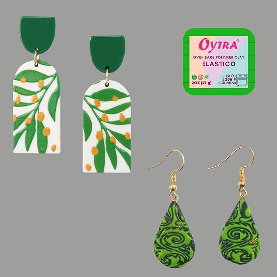 57 Grams (17 Green) Polymer Clay Oven Bake for Jewlery Making Elastico Series