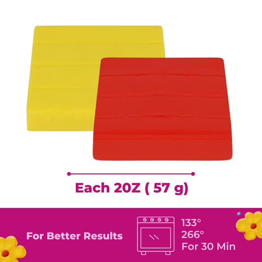 Red and Yellow Polymer Clay Elastico Series 57g / 2OZ Oven Bake Clay