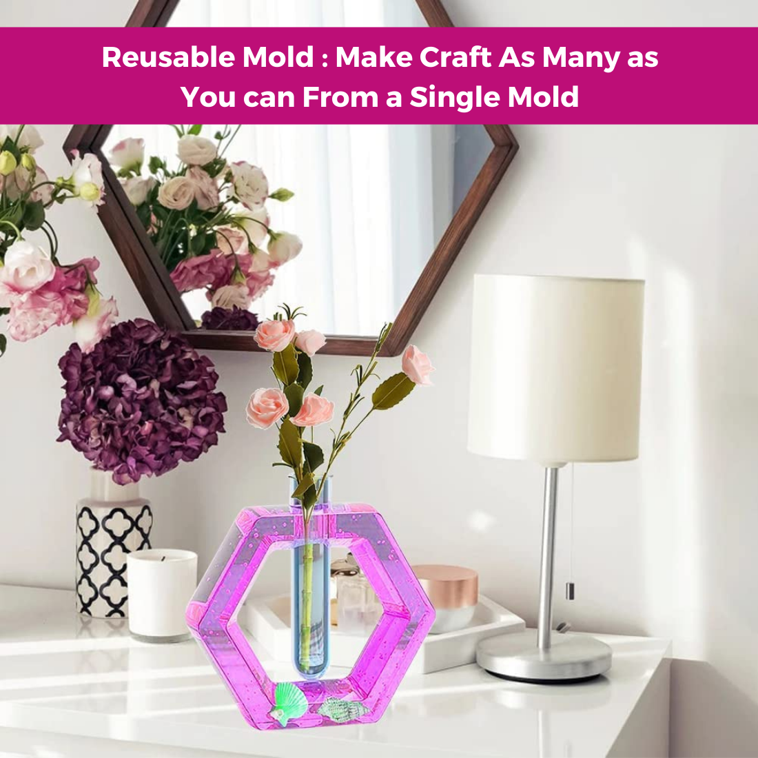 Hexagon Plant Resin Art Mould Tube
